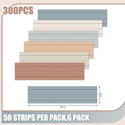 300 Sheets Neutral Color Sentence Strip 6 Colors Lined Word Learning Strip for Classroom Office Home Teacher Handwriting Supplies, 12 x 3 in in Saudi Arabia