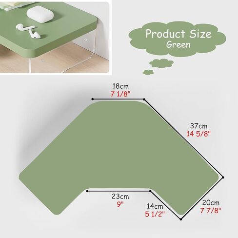 Clear Acrylic Corner Monitor Stand with Wooden Legs, L-Shaped Desk Riser for Laptop/Computer, Space-Saving Triangle Organizer with Drawer - Green Color in Saudi Arabia