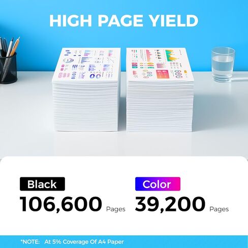 مجموعة خرطوشة حبر T-FC616U مكونة من 4 عبوات بديلة لتوشيبا T-FC616U-K T-FC616U-C T-FC616U-M T-FC616U-Y متوافقة مع طابعة Toshiba E-Studio 5516AC 6516AC 7516AC 5516ACT 6516ACT 7516ACT باللون الأسود in Kuwait