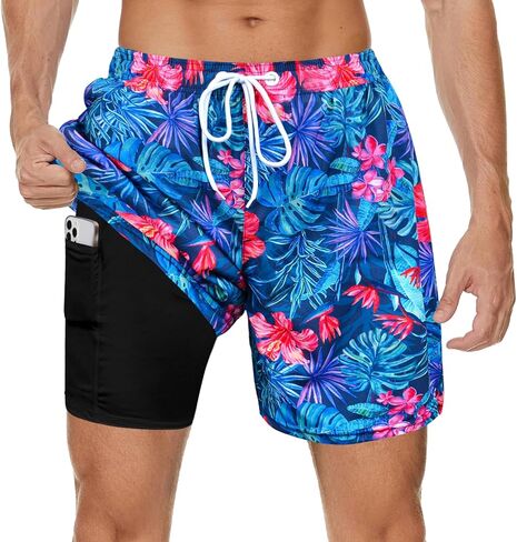 Swimming Trunks for Men Board Shorts Swimwear Quick Dry Beach Shorts with Zipper Pockets 7 Inch Mens Swimsuit Trunks in Kuwait