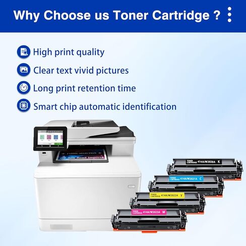 414A Toner Cartridges Replacement for HP W2020A 414A Work for Color LaserJet Pro Enterprise M455dn MFP M480f M454dn M454dw MFP M479fdn M479fdw Printer(4PACK Black Cyan Magenta Yellow) in Kuwait