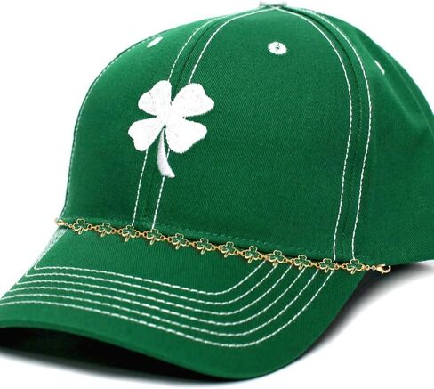 St.Patrick's Day Trucker Hat Chain for Women Green Luck Shamrock Hat Charms Chain Beaded Green Leaf Hat Decorations Irish Hat Accessories St.Patrick's Day Outfit Party Favor in Kuwait