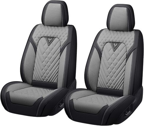 غطاء مقعد السيارة لسيارة كاديلاك Xt5 2017-2024، غطاء مقعد رياضي مقاوم للماء من جلد نابا الفاخر، سهل التركيب، مجموعة كاملة من أغطية مقاعد السيارات (رمادي وأسود) in Kuwait