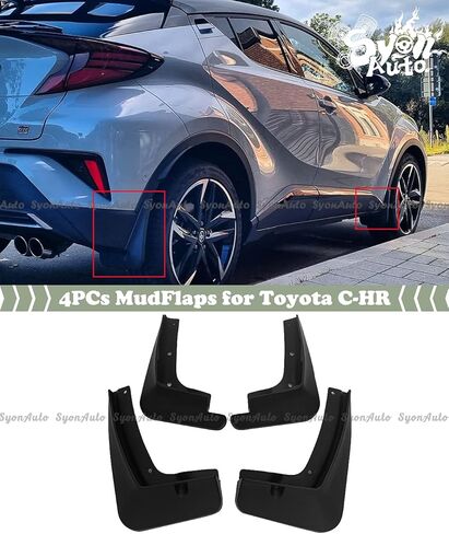FITS 2017-2021 Toyota CHR C-HR Direct FIT Black Plastic MUD Flap Splash Guard Set in Saudi Arabia