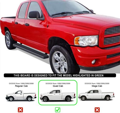 HD Ridez Stainless Steel Side Step Bars 6" Black Compatible with Dodge Ram 1500 2002-2008 Quad Cab & Ram 2500 3500 2003-2009 (Side Steps Side Bars) in Saudi Arabia