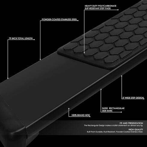 DNA Motoring 5 Inches Running Boards Compatible with 15-20 F150 Super Cab, Powdercoated Stainless Steel Side Step Neft Bars, STEPB-ZTL-8240-SSBK in Saudi Arabia