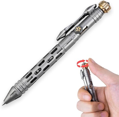 قلم حبر جاف من التيتانيوم التكتيكي - أداة كتابة EDC احترافية متوافقة مع عبوات متعددة لكتابة يوميات الأعمال المميزة للهدايا أو المقتنيات. (تيتانيوم) in Kuwait