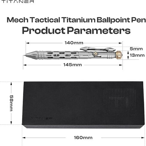 قلم حبر جاف من التيتانيوم التكتيكي - أداة كتابة EDC احترافية متوافقة مع عبوات متعددة لكتابة يوميات الأعمال المميزة للهدايا أو المقتنيات. (تيتانيوم) in Kuwait