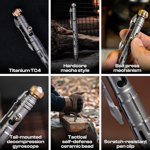 قلم حبر جاف من التيتانيوم التكتيكي - أداة كتابة EDC احترافية متوافقة مع عبوات متعددة لكتابة يوميات الأعمال المميزة للهدايا أو المقتنيات. (تيتانيوم) in Kuwait