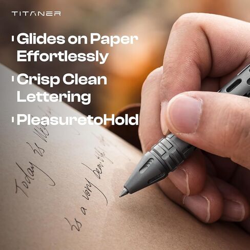 قلم حبر جاف من التيتانيوم التكتيكي - أداة كتابة EDC احترافية متوافقة مع عبوات متعددة لكتابة يوميات الأعمال المميزة للهدايا أو المقتنيات. (تيتانيوم) in Kuwait