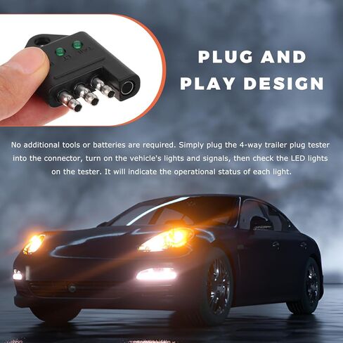 4 Pin Trailer Wiring Tester, 4-Way Straight Trailer Wire Circuit Tester with LED Indicators, Universal Wiring Continuity Testing Connector for Trailers Brake Turn & Tail Lights in Kuwait