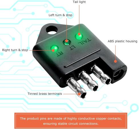 4 Pin Trailer Wiring Tester, 4-Way Straight Trailer Wire Circuit Tester with LED Indicators, Universal Wiring Continuity Testing Connector for Trailers Brake Turn & Tail Lights in Kuwait
