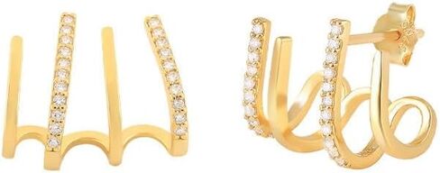 M&T 2015 solid 925 vermeil sterling silver hoop earrings, minimalist huggie earrings, one pair in Kuwait