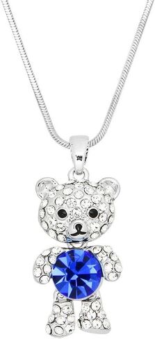 Falari Teddy Bear Pendant Necklace Rhinestone Crystal Rhodium High Polished in Saudi Arabia