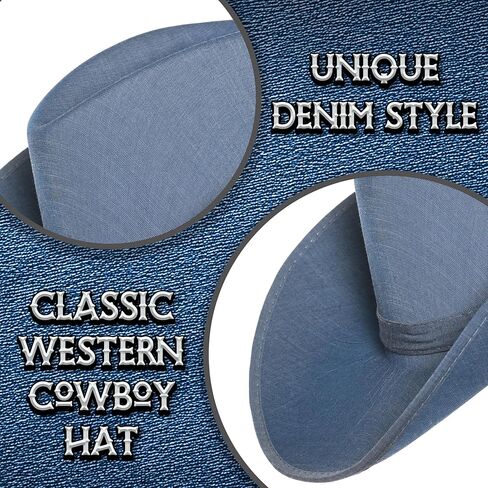 UNDERWRAPS Blue Denim Cowboy Hat - Cowboy Hats for Men and Women, Western Costume Accessories, 4th Of July Hat, Music Festival, Rodeo Hat (One Size Fits Most) in Saudi Arabia