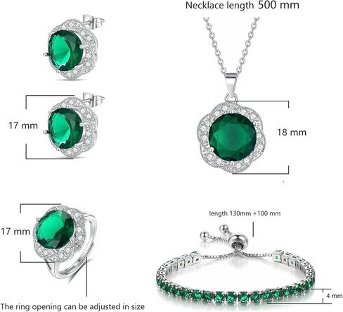 4 قطع مجموعة كبيرة الحجم زركونيا زهرة قلادة قلادة أقراط خاتم التنس سوار مجموعة الفضة كريستال أزياء مجوهرات قابلة للتعديل للنساء زوجة حفلة موسيقية هدايا الزفاف in Kuwait