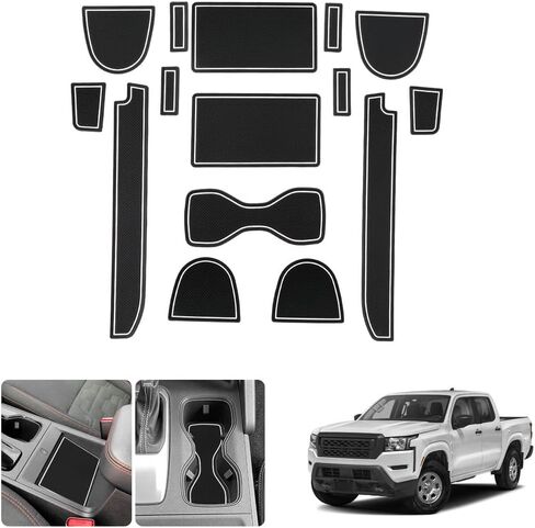 LUWU for 2025 2026 Frontier Accessories - for 2022 2023 2024 2025 2026 Nissan Frontier Pickup Truck Door Slot Mats Cup Holder Insert Coaster Center Console Liners Mats Red Trim - 15 PCS/Sets in Saudi Arabia