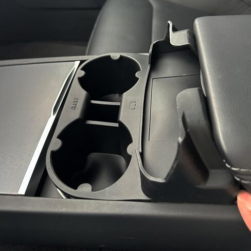 Cup Holder Insert for Tesla, Car Cup Adapter & Storage 2-in-1 for Model 3 & Y (2021-2023), with Storage Compartment for Glasses - Black in Kuwait