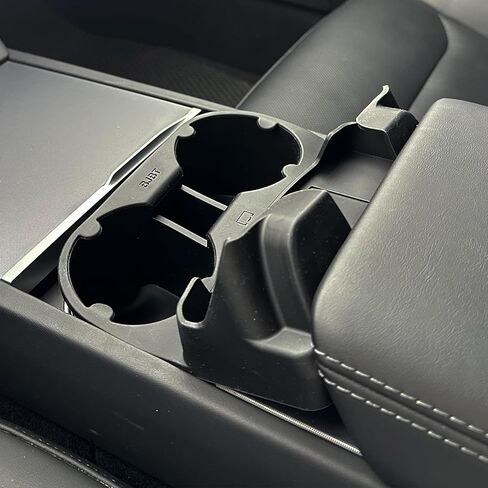 Cup Holder Insert for Tesla, Car Cup Adapter & Storage 2-in-1 for Model 3 & Y (2021-2023), with Storage Compartment for Glasses - Black in Kuwait