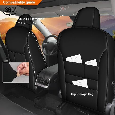 Custom Seat Covers for Tesla Model Y 2025 2024 2023 2022 2021 2020: Full Set Perforated Faux Leather Breathable Seat Cover Seat Cushion Protector Compatible Airbag (Black) in Saudi Arabia