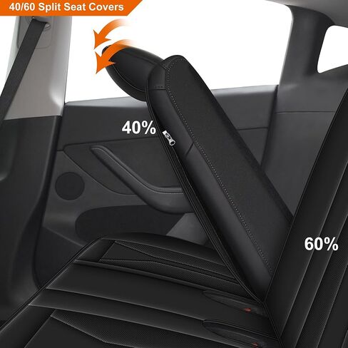 Custom Seat Covers for Tesla Model Y 2025 2024 2023 2022 2021 2020: Full Set Perforated Faux Leather Breathable Seat Cover Seat Cushion Protector Compatible Airbag (Black) in Saudi Arabia