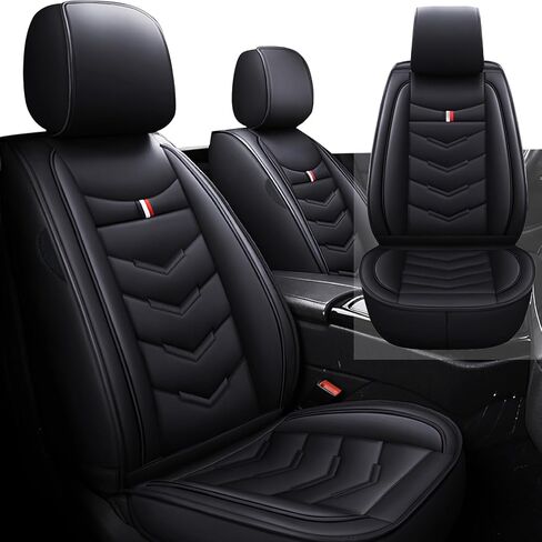 Full Set Seat Cover for Mitsubishi Outlander Sport 2011-2025, Waterproof Durable Premium Leather Car Seat Protector, Comfortable Anti-Slip Stylish Sport Seat Cover(5 Seats Standard,Black Red) in Saudi Arabia