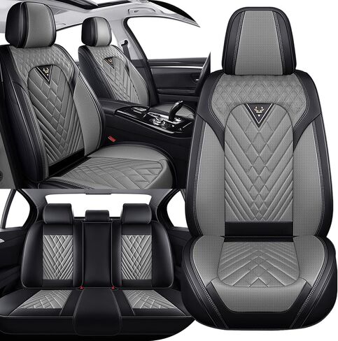 Car seat Covers Fit 95% of Cadillac Models 2000-2024,Premium Nappa Leather Waterproof Anti-Slip Sports Seat Cover,Airbag Compatible Easy to Install Seat Protector Front Pair(Black&Red Line) in Saudi Arabia