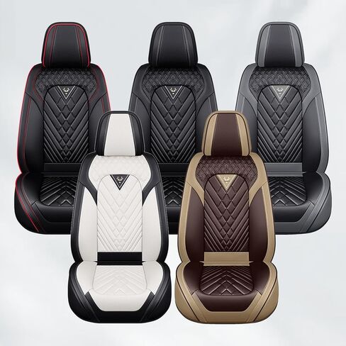 Car seat Covers Fit 95% of Cadillac Models 2000-2024,Premium Nappa Leather Waterproof Anti-Slip Sports Seat Cover,Airbag Compatible Easy to Install Seat Protector Front Pair(Black&Red Line) in Saudi Arabia