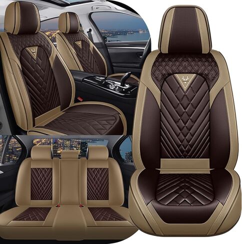 Car seat Covers Fit 95% of Cadillac Models 2000-2024,Premium Nappa Leather Waterproof Anti-Slip Sports Seat Cover,Airbag Compatible Easy to Install Seat Protector Front Pair(Black&Red Line) in Saudi Arabia