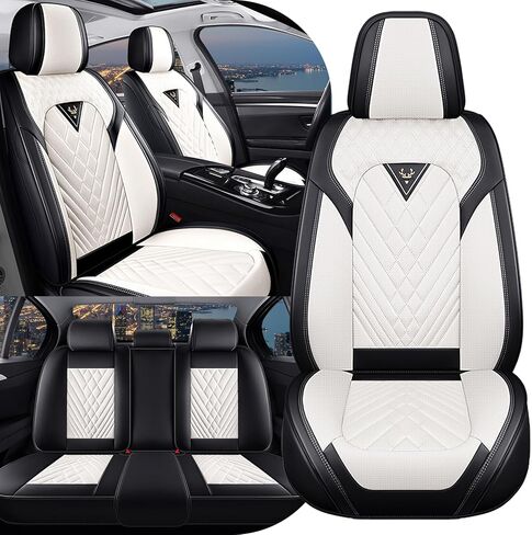 Car seat Covers Fit 95% of Cadillac Models 2000-2024,Premium Nappa Leather Waterproof Anti-Slip Sports Seat Cover,Airbag Compatible Easy to Install Seat Protector Front Pair(Black&Red Line) in Saudi Arabia
