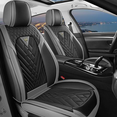 Car seat Covers Fit 95% of Cadillac Models 2000-2024,Premium Nappa Leather Waterproof Anti-Slip Sports Seat Cover,Airbag Compatible Easy to Install Seat Protector Front Pair(Black&Red Line) in Saudi Arabia