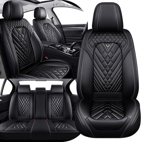 Car seat Covers Fit 95% of Cadillac Models 2000-2024,Premium Nappa Leather Waterproof Anti-Slip Sports Seat Cover,Airbag Compatible Easy to Install Seat Protector Front Pair(Black&Red Line) in Saudi Arabia
