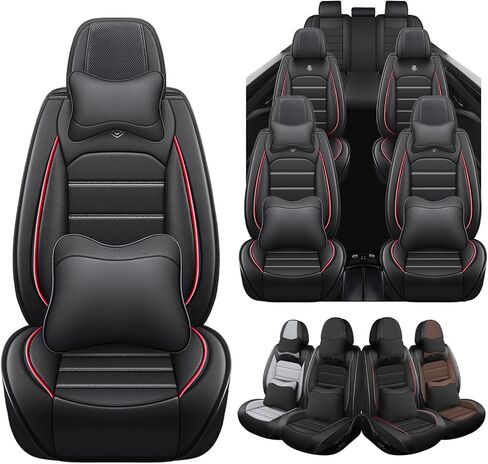 Seat Covers Fit for Subaru Ascent 2019-2026, 7 Seat, Compatible Airbag Non-Slip Waterproof Leather Seat Cover, Luxury Interior Full Set with Pillow Steering Wheel Covers, Black Coffee in Saudi Arabia