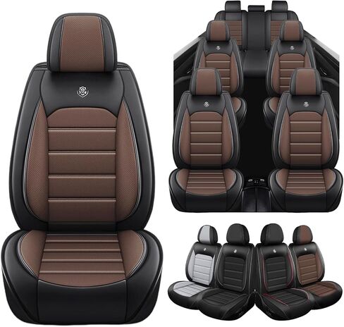 Seat Covers Fit for Subaru Ascent 2019-2026, 7 Seat, Compatible Airbag Non-Slip Waterproof Leather Seat Cover, Luxury Interior Full Set with Pillow Steering Wheel Covers, Black Coffee in Saudi Arabia