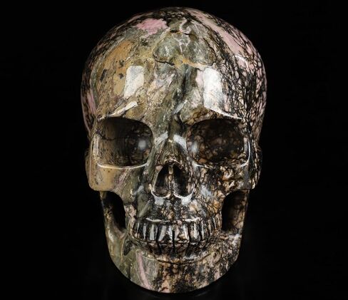 2.0" Pink and Black Rhodonite Crystal Skull, Hand Carved Gemstone Fine Art Sculpture, Reiki Healing Stone Statue.1390 in Kuwait