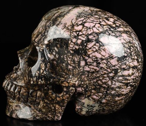 2.0" Pink and Black Rhodonite Crystal Skull, Hand Carved Gemstone Fine Art Sculpture, Reiki Healing Stone Statue.1390 in Kuwait