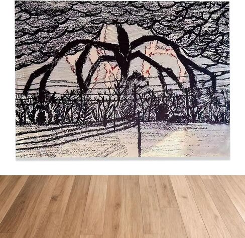 LUNDOME الرعب الوحش نسيج 59x51in- زاحف العقل الطيارة مع ليلة داكنة السماء الحمراء الرعد رأسا على عقب خلفية ل، ديكورات الحفلات صور راية الدعائم in Kuwait