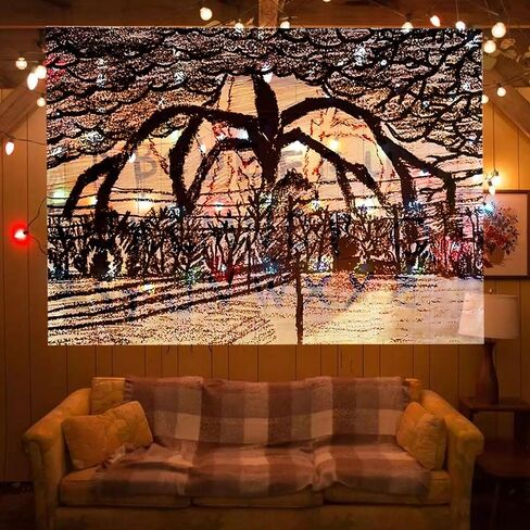 LUNDOME الرعب الوحش نسيج 59x51in- زاحف العقل الطيارة مع ليلة داكنة السماء الحمراء الرعد رأسا على عقب خلفية ل، ديكورات الحفلات صور راية الدعائم in Kuwait