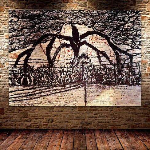 LUNDOME الرعب الوحش نسيج 59x51in- زاحف العقل الطيارة مع ليلة داكنة السماء الحمراء الرعد رأسا على عقب خلفية ل، ديكورات الحفلات صور راية الدعائم in Kuwait