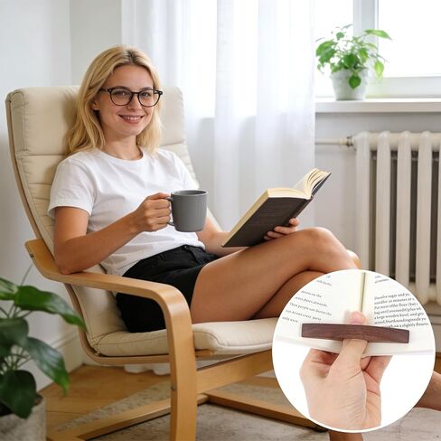 Book Page Holder, 2PCS Wooden Page Holder One Handed Books Buddy Thumb Reading Bookmark Book Accessories for Reading Lovers in Saudi Arabia
