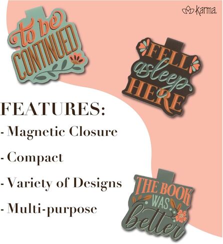 Karma, Magnetic Bookmarks Set of 3, Cute Bookmarks for Women, Page Markers for Students Teachers Reading, Quotes in Saudi Arabia