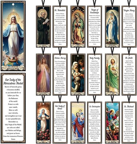 20PCS Catholic Saints Bookmarks with Prayers, Religious Book Markers Featuring Virgin Mary St. Jude St. Christopher, Matte Laminated Bible Accessories Catholic Gifts for Men Women in Kuwait
