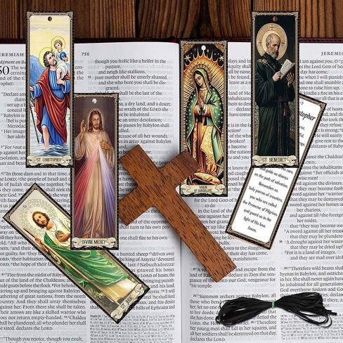 20PCS Catholic Saints Bookmarks with Prayers, Religious Book Markers Featuring Virgin Mary St. Jude St. Christopher, Matte Laminated Bible Accessories Catholic Gifts for Men Women in Kuwait