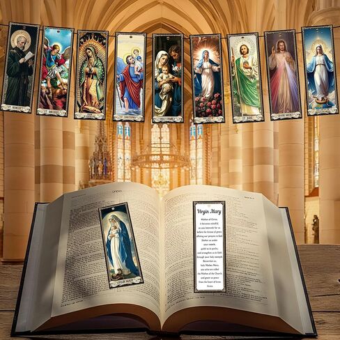 20PCS Catholic Saints Bookmarks with Prayers, Religious Book Markers Featuring Virgin Mary St. Jude St. Christopher, Matte Laminated Bible Accessories Catholic Gifts for Men Women in Kuwait