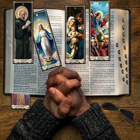 20PCS Catholic Saints Bookmarks with Prayers, Religious Book Markers Featuring Virgin Mary St. Jude St. Christopher, Matte Laminated Bible Accessories Catholic Gifts for Men Women in Kuwait