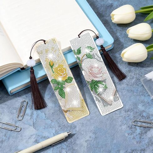 Yookat Diamond Art Painting Bookmarks 8PCS DIY Book Lover Diamond Painting Kits with Pendants for Making Beginners Adults Arts Craft Supplies in Kuwait