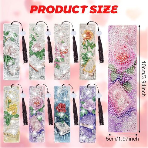Yookat Diamond Art Painting Bookmarks 8PCS DIY Book Lover Diamond Painting Kits with Pendants for Making Beginners Adults Arts Craft Supplies in Kuwait
