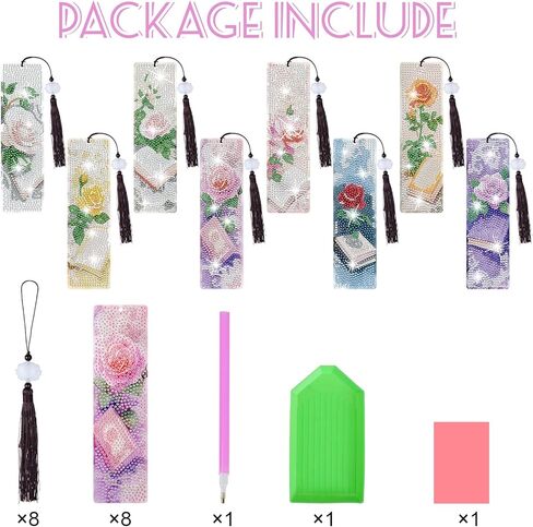 Yookat Diamond Art Painting Bookmarks 8PCS DIY Book Lover Diamond Painting Kits with Pendants for Making Beginners Adults Arts Craft Supplies in Kuwait