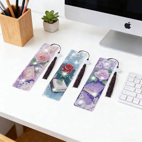 Yookat Diamond Art Painting Bookmarks 8PCS DIY Book Lover Diamond Painting Kits with Pendants for Making Beginners Adults Arts Craft Supplies in Kuwait