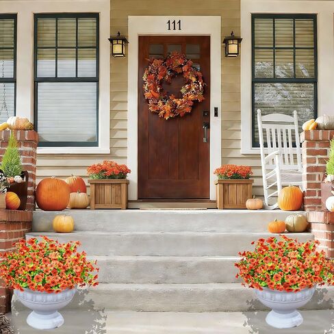Artificial Fake Flowers Outdoor Plants UV Resistant & Realistic, 12 Bundles Faux Daisy Flowers for Porch, Patio, Planter, Window Box - All-Season Summer Spring Home Garden Decor in Saudi Arabia